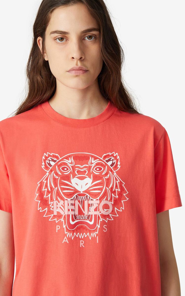 The Tiger Women Kenzo 'tiger' T-shirt Dress Red Orange - KENZO The Tiger  shop